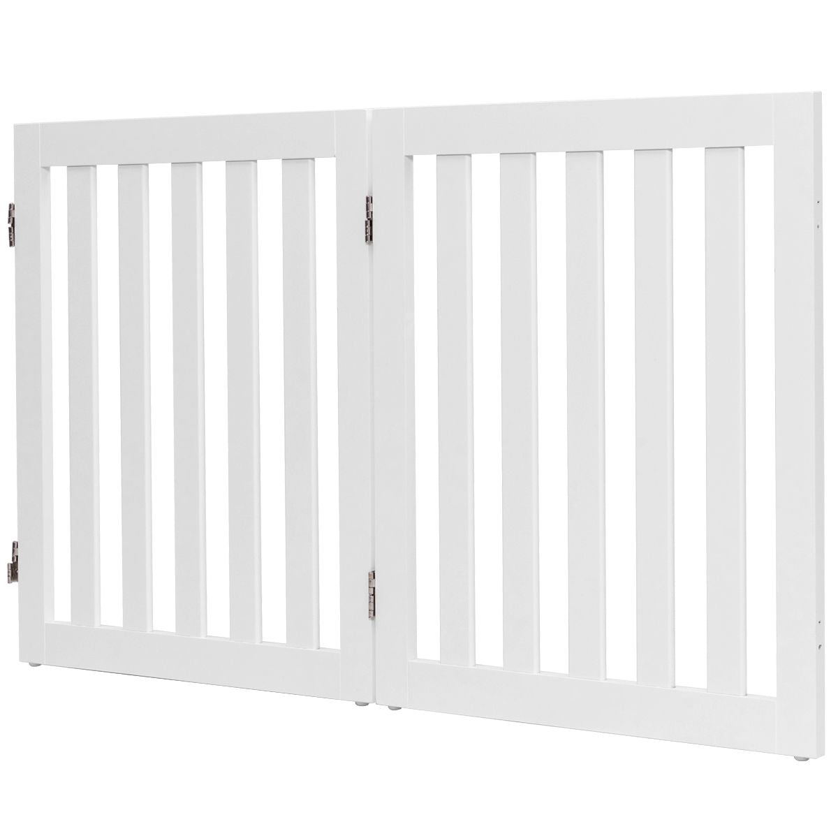 Cerca 2 Paneles Plegable Para Mascotas Valla De Madera Para Perros Puerta De Seguridad Barrera Expandible Blanco