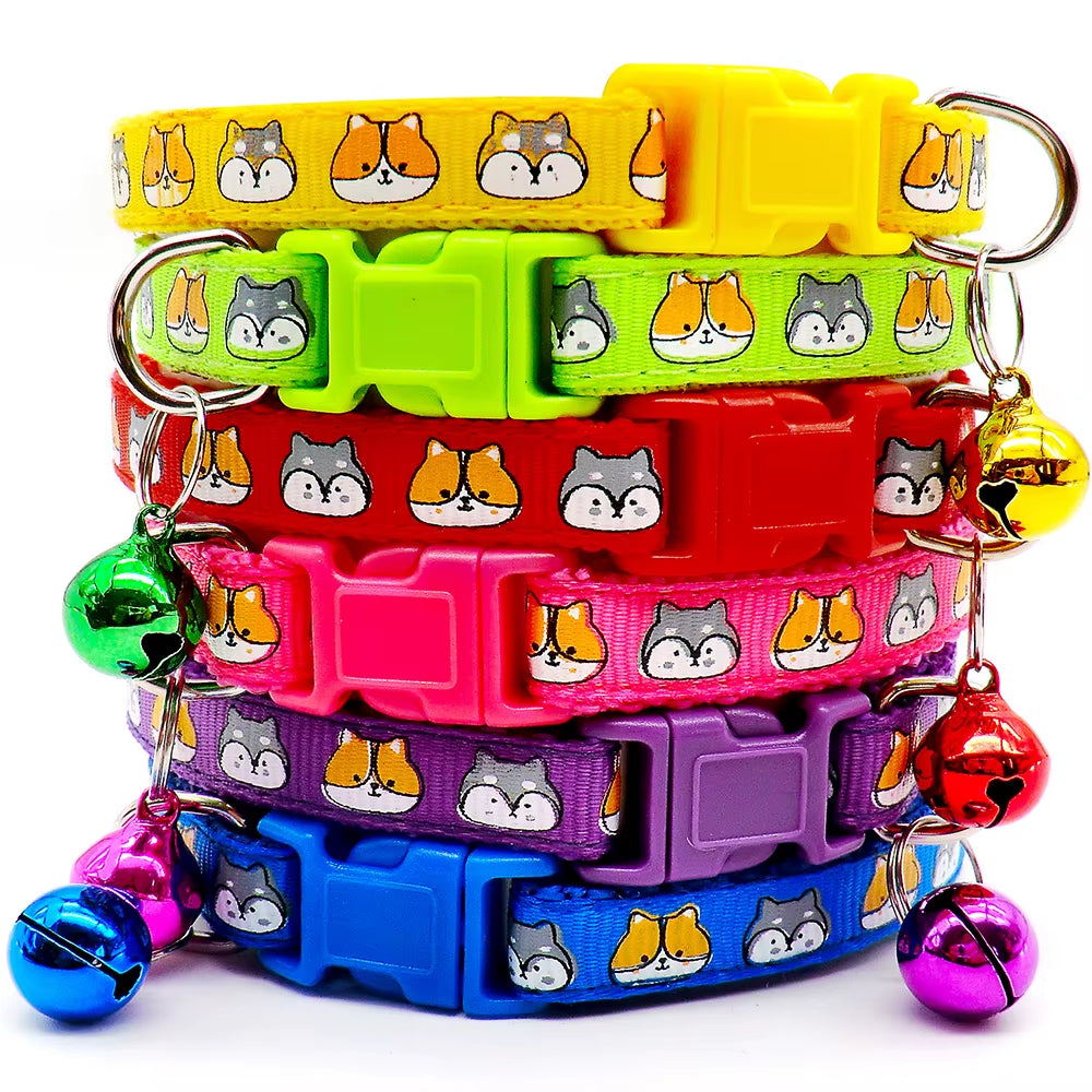 100Pcs Dog Collar with Bells Adjustable Customize Necklace Puppy Kitten Collar Accessories Pet Shop Products Rabbit Neck Strap