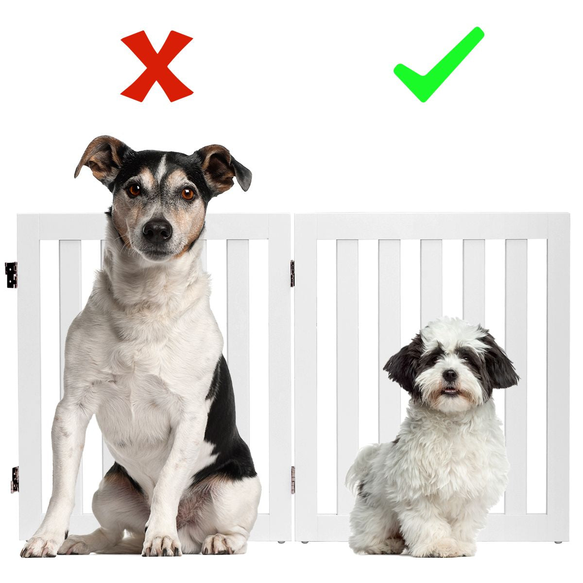 Cerca 2 Paneles Plegable Para Mascotas Valla De Madera Para Perros Puerta De Seguridad Barrera Expandible Blanco