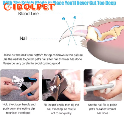 Professional Pet Nail Clipper with Safety Guard Stainless Steel Scissors Cat Dog for Claw Care Grooming Supplies Size Fits