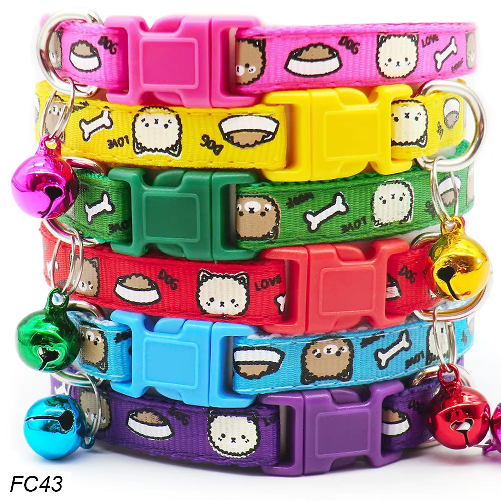 100Pcs Dog Collar with Bells Adjustable Customize Necklace Puppy Kitten Collar Accessories Pet Shop Products Rabbit Neck Strap
