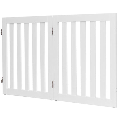 Cerca 2 Paneles Plegable Para Mascotas Valla De Madera Para Perros Puerta De Seguridad Barrera Expandible Blanco