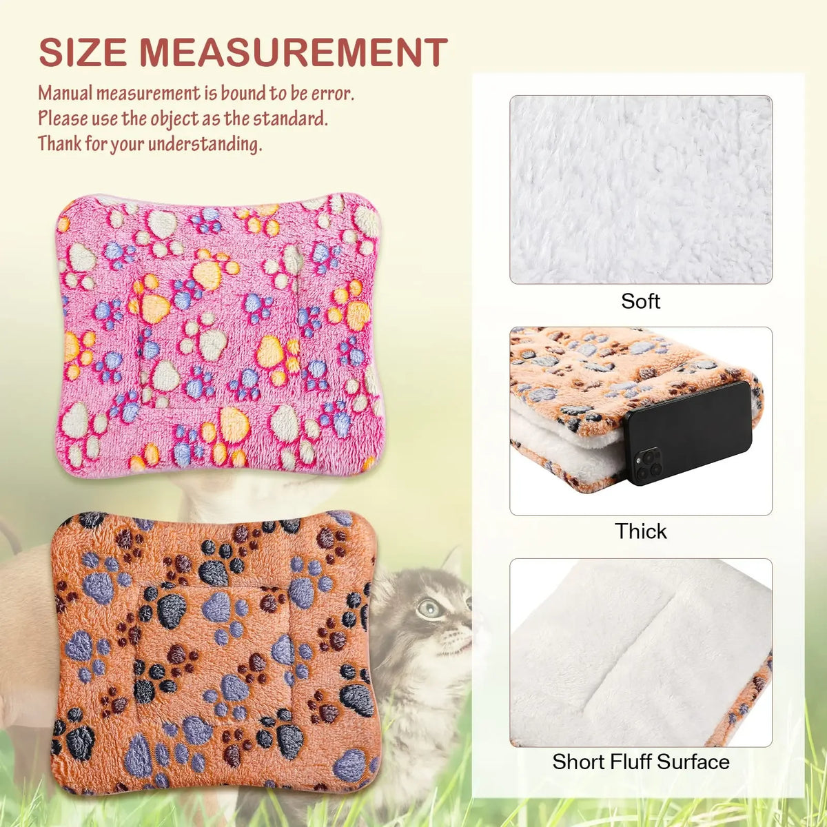 Flannel Pet Mat Dog Bed Cat Bed Thicken Sleeping Mat Dog Blanket Mat for Puppy Kitten Pet Dog Bed for Small Large Dogs Pet Rug