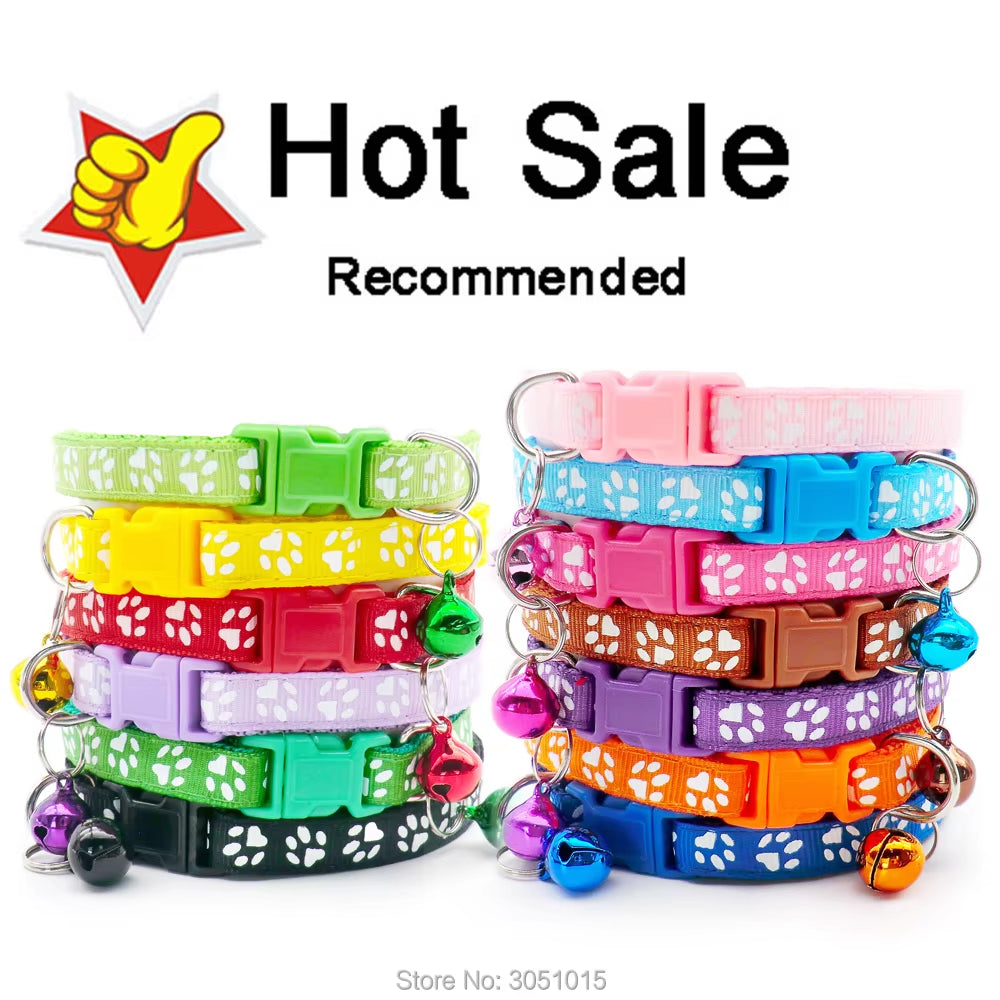 100Pcs Dog Collar with Bells Adjustable Customize Necklace Puppy Kitten Collar Accessories Pet Shop Products Rabbit Neck Strap
