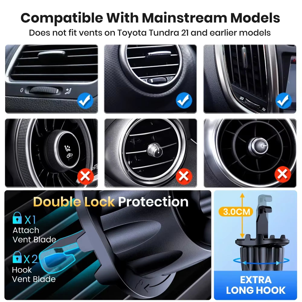 Car Phone Holder Air Vent Mount for Iphone 15 14 Pro Max & All Smartphones | Universal Cradle