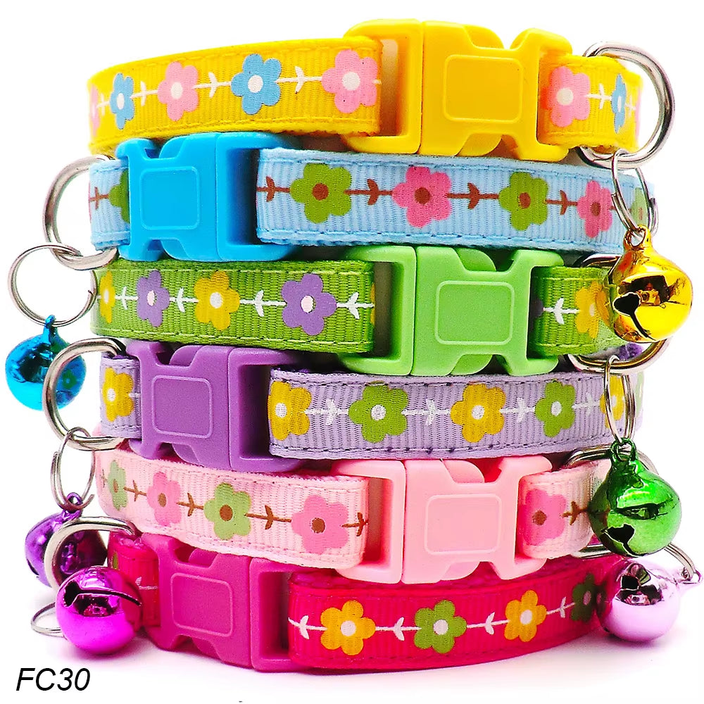 100Pcs Dog Collar with Bells Adjustable Customize Necklace Puppy Kitten Collar Accessories Pet Shop Products Rabbit Neck Strap