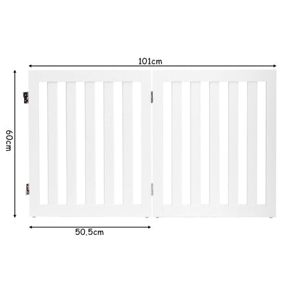 Cerca 2 Paneles Plegable Para Mascotas Valla De Madera Para Perros Puerta De Seguridad Barrera Expandible Blanco