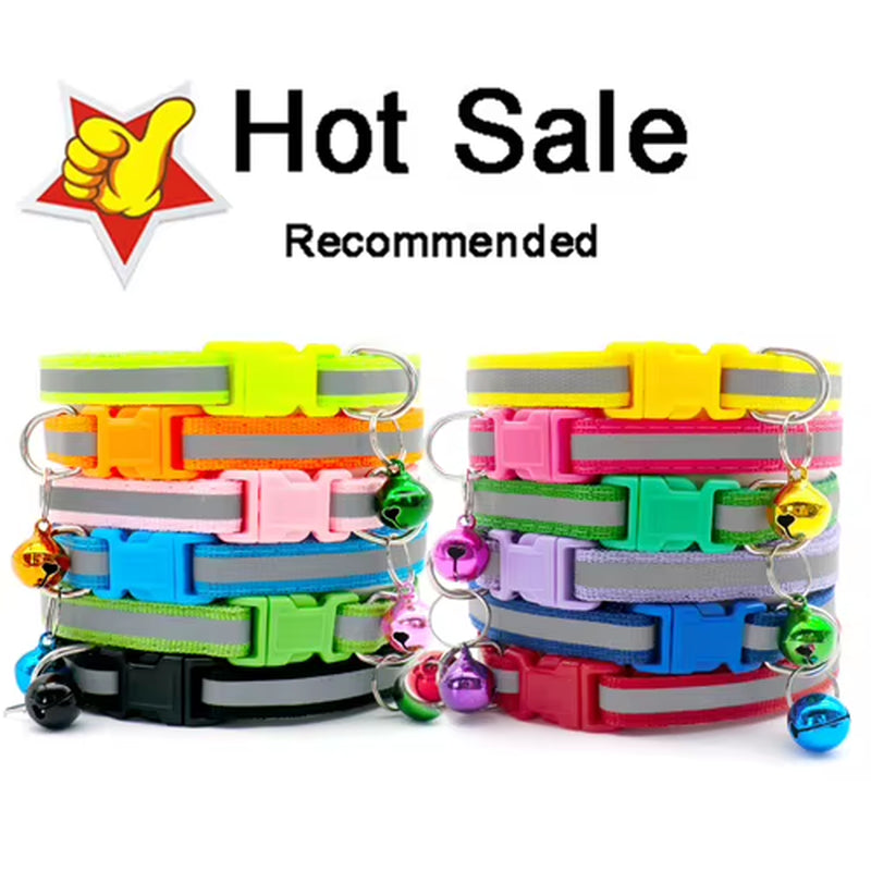 100Pcs Dog Collar with Bells Adjustable Customize Necklace Puppy Kitten Collar Accessories Pet Shop Products Rabbit Neck Strap