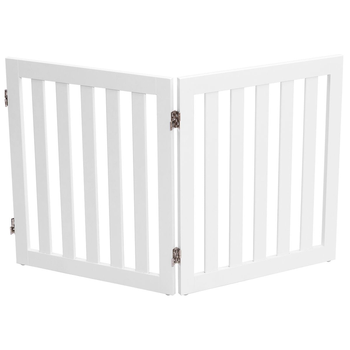 Cerca 2 Paneles Plegable Para Mascotas Valla De Madera Para Perros Puerta De Seguridad Barrera Expandible Blanco