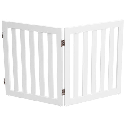 Cerca 2 Paneles Plegable Para Mascotas Valla De Madera Para Perros Puerta De Seguridad Barrera Expandible Blanco
