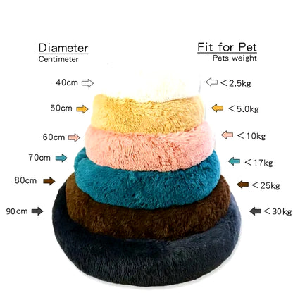 Round Dog Bed Winter Warm Cat Bed Plush Basket for Dog Washable Pet Bed for Small Medium Large Dog Sofa Cat