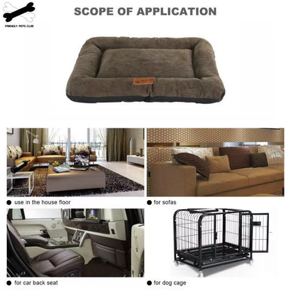 Soft Dog Bed Mattress Mat Crate Kennel Pad Washable Cloth Anti-Slip Bottom Indoor Outdoor for Large Medium Small Dogs Cats