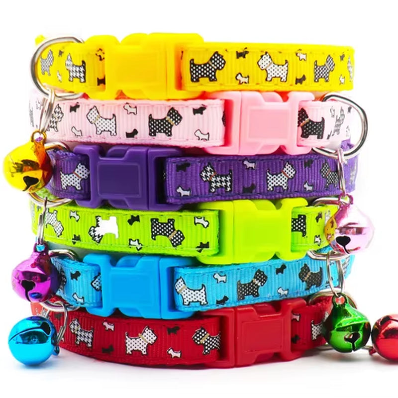 100Pcs Dog Collar with Bells Adjustable Customize Necklace Puppy Kitten Collar Accessories Pet Shop Products Rabbit Neck Strap