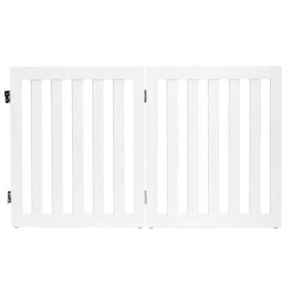 Cerca 2 Paneles Plegable Para Mascotas Valla De Madera Para Perros Puerta De Seguridad Barrera Expandible Blanco