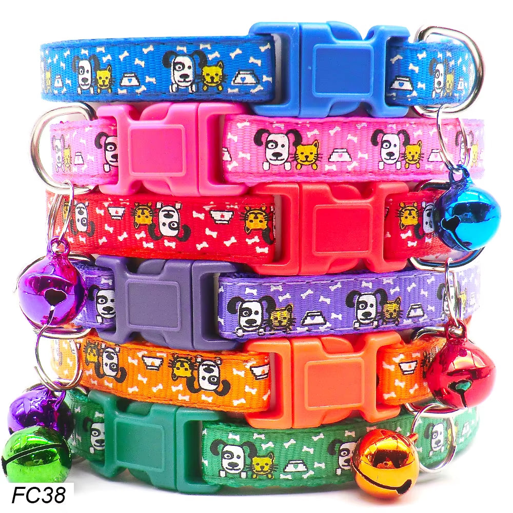 100Pcs Dog Collar with Bells Adjustable Customize Necklace Puppy Kitten Collar Accessories Pet Shop Products Rabbit Neck Strap