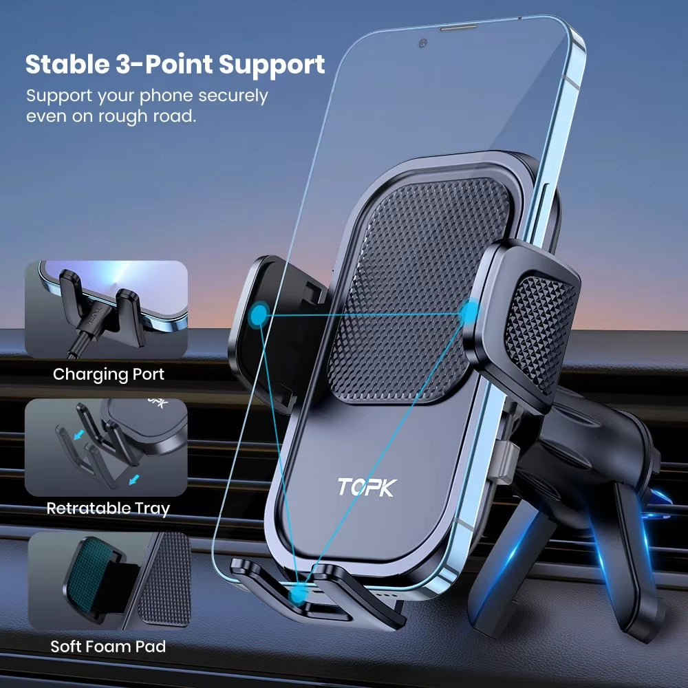 Car Phone Holder Air Vent Mount for Iphone 15 14 Pro Max & All Smartphones | Universal Cradle