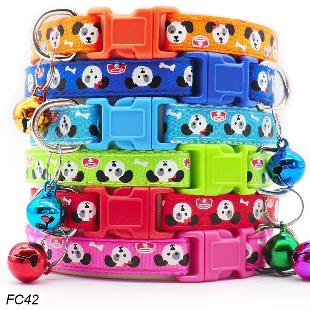 100Pcs Dog Collar with Bells Adjustable Customize Necklace Puppy Kitten Collar Accessories Pet Shop Products Rabbit Neck Strap