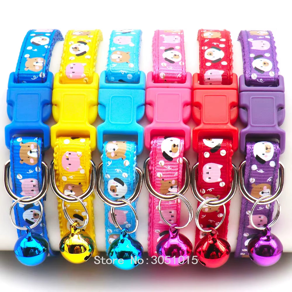 100Pcs Dog Collar with Bells Adjustable Customize Necklace Puppy Kitten Collar Accessories Pet Shop Products Rabbit Neck Strap
